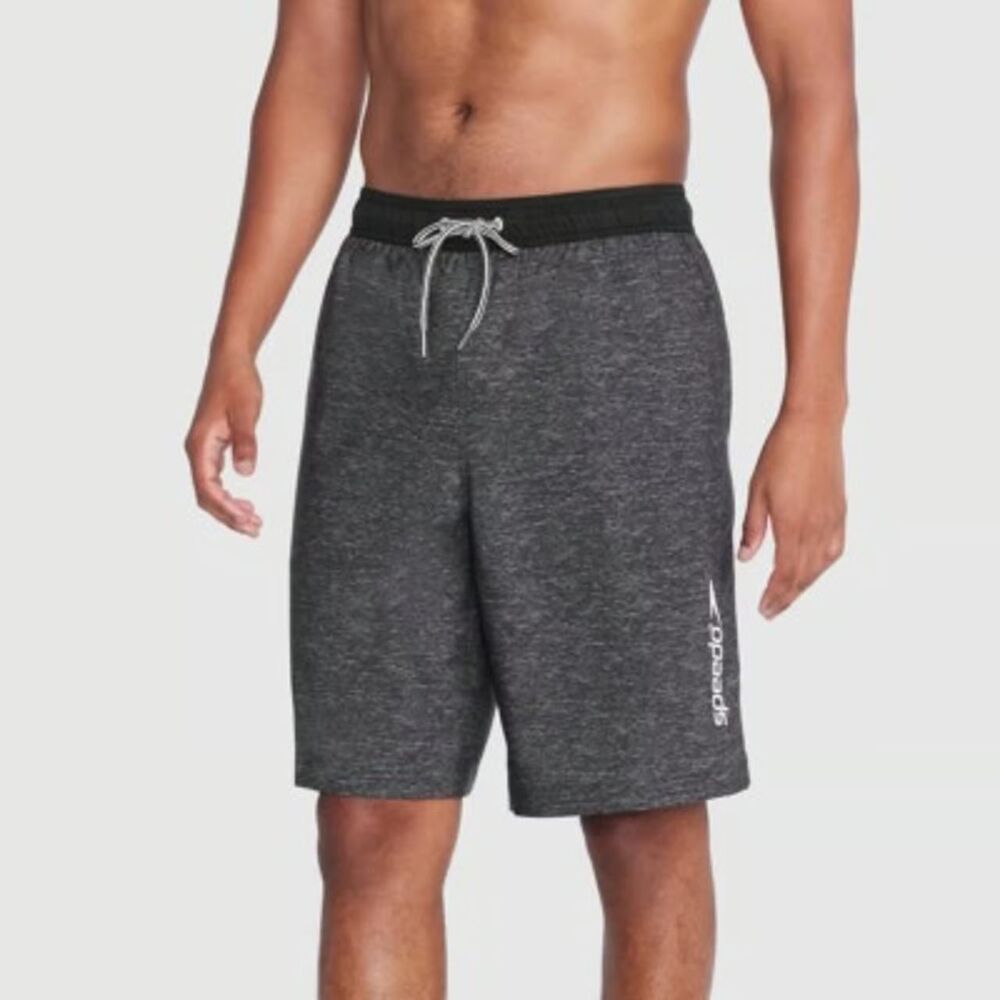 Speedo Men's 9" Solid Swim Shorts - Heathered Gray -XL - NEW
